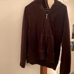 Calvin Klein zip up hoodie, has a velvet material